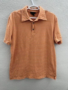 Mens Express Shirt Size Large Orange Stripped Short Sleeve Polo - Picture 1 of 9