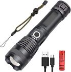 US 200000 Lumens Flashlight Rechargeable 5 Modes Tactical Flashlight Zoomable