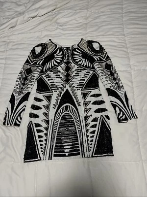 BALMAIN X H&M BLACK, WHITE, AND GOLD DRESS (COLLABORATION) SIZE XS IN WOMAN. - Image 1 of 4