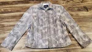 Chaqueta para mujer Bernardo grande 100 % cuero genuino estampado piel de serpiente forrada - Imagen 1 de 10