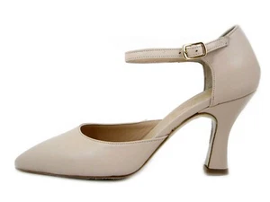 Scarpe Donna Eleganti Decolte Aperte con cinturino Pelle Rosa Cipria Tacco 8 cm - Picture 1 of 5