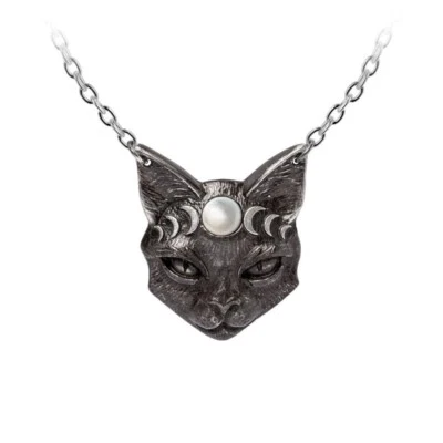 Gothic Katze Cat Katzenkopf Anhänger Talisman Mond Moon Wicca Magie ALCHEMY P988 - Bild 1 von 2