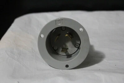 ARROW HART 6345 TWIST LOCKING FLANGED INLET 30A 250V 2P 3W GRO 947B UL   - Image 1 of 2