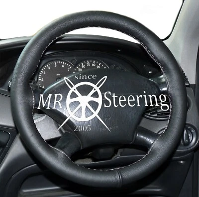 Passt Für Ford Focus 1998-2011 Leder Lenkradbezug Hellgrau Mit Doppelnaht - Bild 1 von 4
