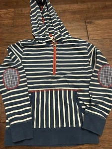 Matilda Jane Joana Gaines Boys 10 Patches & Pluck Blue Stripe Sweatshirt Hooded - Picture 1 of 5