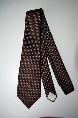 Corbata vintage Christian Dior hecha en EE. UU. marrón tostado azul pequeña flor 1970 logotipo Foto 1 de 4