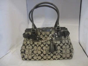 Vintage Coach Hampton Signature Canvas Schultertasche - F13065 - Doppelgriffe - Bild 1 von 14