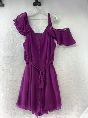 City Chic Ruffle Play suit Cherish Magenta With Pockets Size M - Image 1 of 4