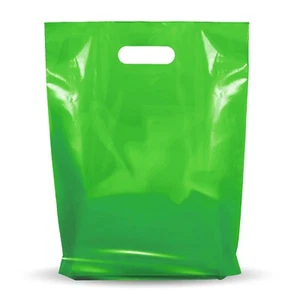 1000 Pack 12" x 15" with 1.25 Thick Green Merchandise Plastic Glossy Retail Bags - Picture 1 of 7