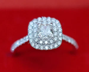 1,50 kt Lab Created Diamant Halo Verlobungsring Braut 14 K Weißgold plattiert - Bild 1 von 5
