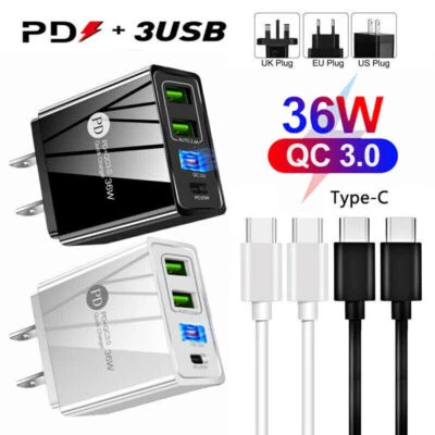 36W Fast Wall Charger Plug PD USB Type C Charger For Motorola G14 G34 G54 G Play - Image 1 of 4