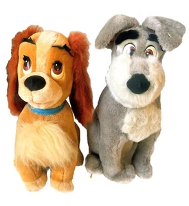 Vintage DISNEY Lady & The Tramp Large Plush Pair Stuffed Animal DISNEYLAND EUC - Picture 1 of 5