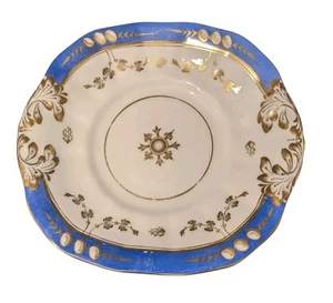 Antique Staffordshire Samuel Alcock Porcelain Platter Blue & Gold 1840s England  - Picture 1 of 7