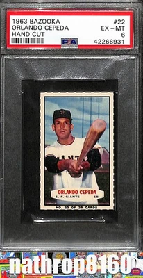 1963 Topps Bazooka Hand Cut #22 Orlando Cepeda HOF SF Giants PSA 6 10990 - Image 1 of 4