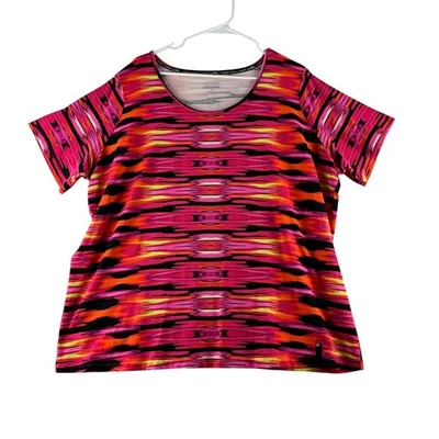 Blusa esportiva feminina Lauren Ralph Lauren 3X plus desempenho ativo Ikat geométrica - Imagem 1 de 4