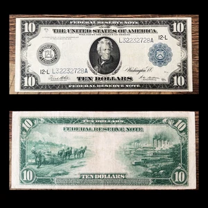 1914 $10 Federal Reserve Note Fr.951a San Francisco L-12 Blue Seal White-Mellon - Picture 1 of 7