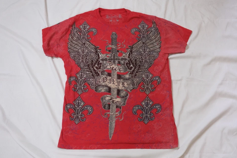 Konflict  Winged Sword Graphic T-Shirt Red Size Extra Large - Image 1 of 4