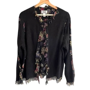 Vintage Chico's Design Damen Artsy Strickjacke Gr. 3 (XL) Seide Wolle Boho Tribal - Bild 1 von 8