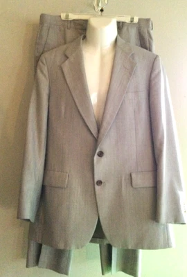 Terno masculino vintage John Weitz 2 peças 40 36x30 linho bronzeado-look janela de 2 botões em excelente estado usado! - Imagem 1 de 4