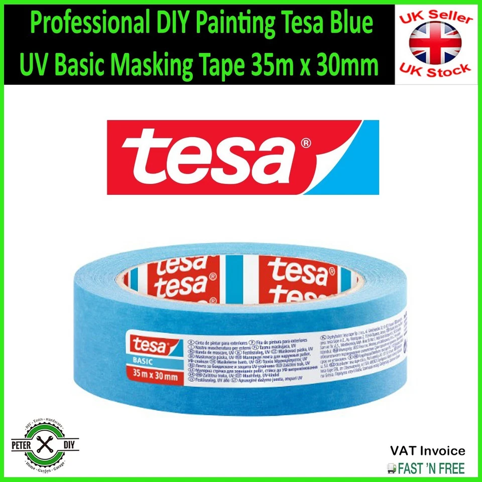 Professional DIY Painting Tesa Blue UV Basic Masking Tape 35m x 30mm - image 1 of 1