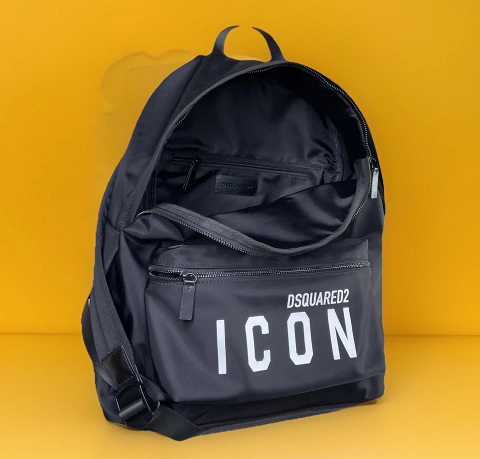 DSQUARED2 ICON Backpack Daypack Black Large Nylon Leather - Image 1 of 4