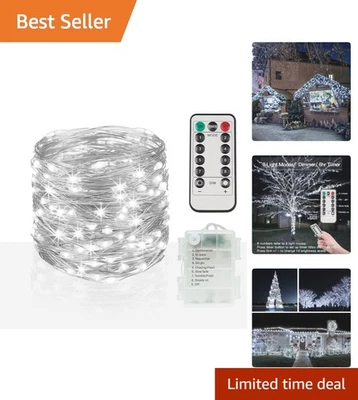 66ft LED Outdoor Fairy String Lights - 200 Warm White Twinkle Lights with Remote - Image 1 of 4