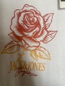 T-shirt uomo "JACK & JONES" motivo bianco girocollo cotone morbido taglia 1XL 48"NUOVA CON ETICHETTE - Foto 1 di 7