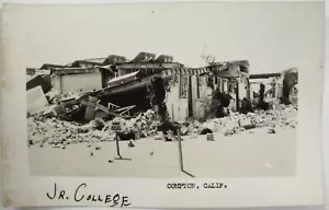 COMPTON, CA CALIFORNIA RPPC "JR. COLLEGE" 1933 EARTHQUAKE DAMAGE POSTCARD! AZO q - Picture 1 of 3