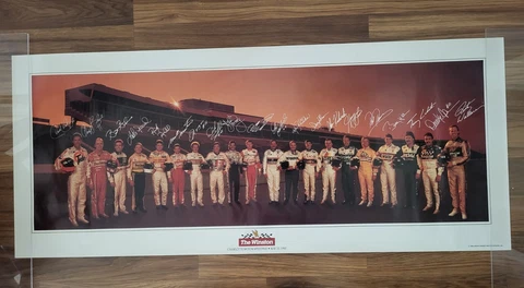 Winston Nascar 1990 CHARLOTTE MOTOR SPEEDWAY signed poster of drivers 50"x21" Cover
