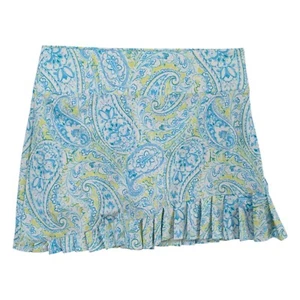 Sigrid Olsen Golf Tennis Skort Skirt Blue Green Paisley Pleated Stretch Size S - Picture 1 of 6