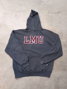 VTG LMU Russell Athletic Hoodie Gray Embroidered Loyola University Adult L