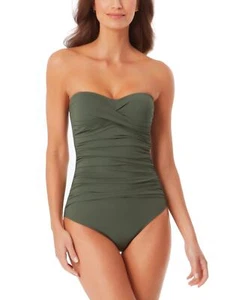 Anne Cole 283996 Women Twist-Front Ruched One-Piece Swimsuit US, Size 10 - Picture 1 of 2