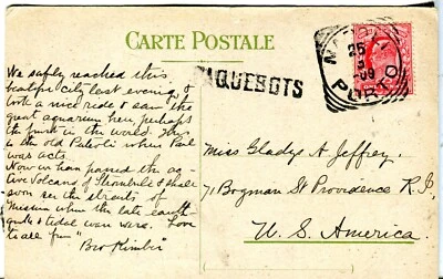 1909 Italy Sea Post Cover mailed on board of UK ship Napoli Paquebots cachet PPC - Image 1 of 2