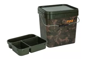 FOX Square Camo Bait Bucket 17L / 17 Litre + Insert Tray - Combo Package Deal - Picture 1 of 3