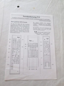 anleitung  Fernbedienung   T+A F11 im  vergleich mit  F1  und F2000 - Bild 1 von 5