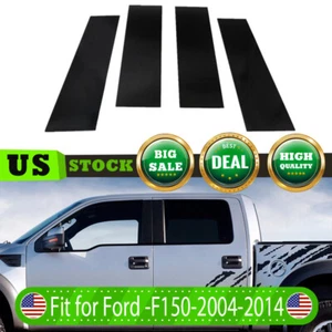 Gloss Balck 4X Window B Pillar Post Trim Accessories For Ford F150 F-150 2004-14 - Picture 1 of 12