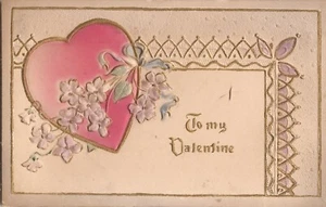 Valentine's Day - "To My Valentine" - Heart & Violets - Picture 1 of 2