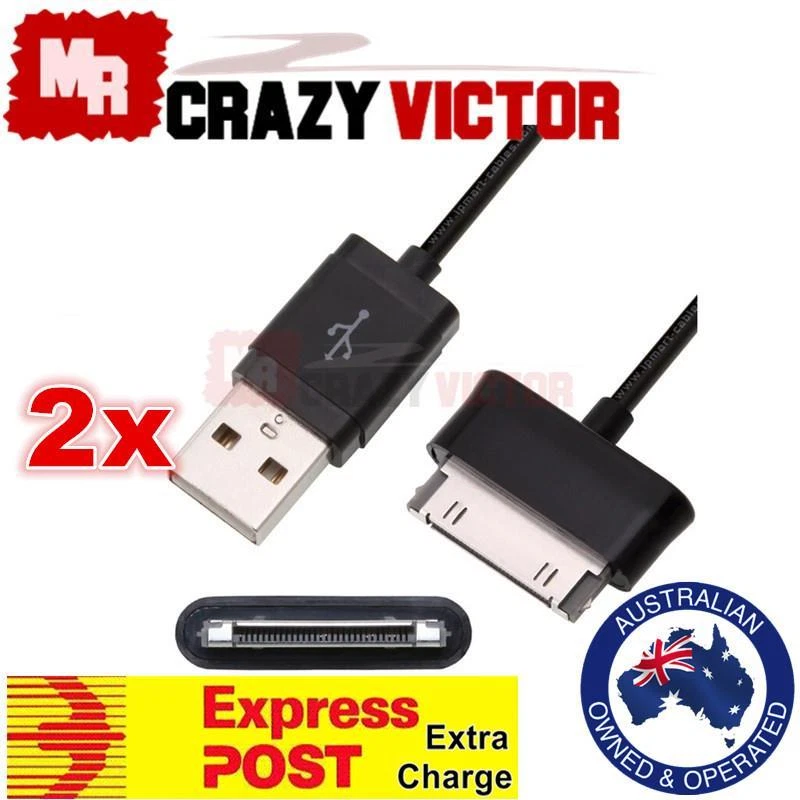 2x USB Charging Charger Cable for Samsung Galaxy Tab Tablet P1000 P7500 P7510 - image 1 of 1