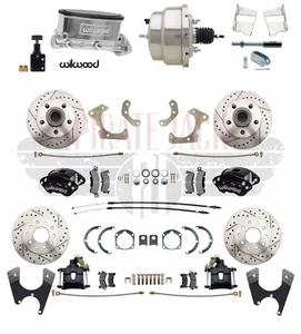 Chevy BelAir 55-58 Front & Rear Wilwood Disc Brake Chrome Booster Conversion Kit - Picture 1 of 12