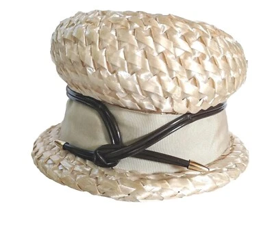 ВИНТАЖНАЯ ШЛЯПА 1960-х ROBERTA BERNAYS СОЛОМЕННОЕ ВЕДРО Union этикетка шнур отделка середины века - Изображение 1 из 4