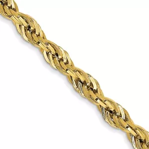 Real 14kt Yellow Gold 22 inch 3mm Semi Solid Rope with Lobster Clasp Chain - Picture 1 of 5