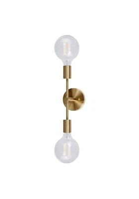 Forte Lighting Baton 2Light Soft Gold Wall Sconce Vanity💡(Bubble💡Not Included) - Image 1 of 4