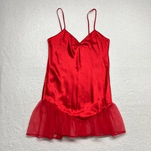 Vestido sin tirantes vintage rojo satinado mediano con correa de espagueti Petra hecho en EE. UU. - Imagen 1 de 10