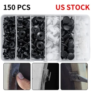 150x Universal Car Nylon Snap Buckle Repair Kits Clip Trim Rivet Fastener Tool - Foto 1 di 6