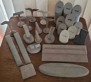 Set Of 26 Vintage Shades Of Grey Jewelry Displays ~ Earrings ~ Bracelets - Picture 1 of 3