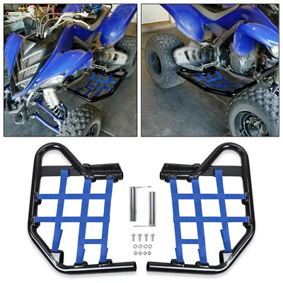 Алюминиевые силовые пороги защита ног для Yamaha Raptor 700 YFM 700R черные с синей сеткой - Изображение 1 из 4