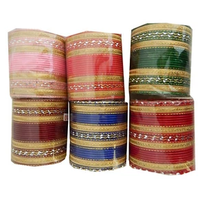 Bollywood Armreifen 144 Bangles 24er Sets gold bunt verschiedene Größen Farben - Bild 1 von 1