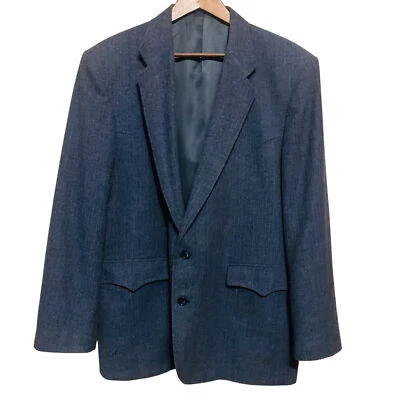 Vintage Circle S Men’s Sports Coat Blazer Wool Blend Gray-Blue Size 46 Western - Image 1 of 4