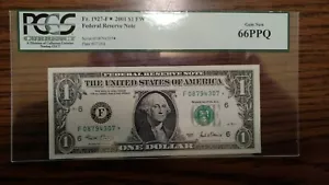 FR-1927-F* 2001 $1.00 FW Federal Reserve Note PCGS 66 PPQ Gem New STAR NOTE..... - Picture 1 of 4