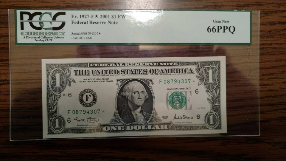 FR-1927-F* 2001 $1.00 FW Federal Reserve Note PCGS 66 PPQ Gem New STAR NOTE..... - Image 1 of 4